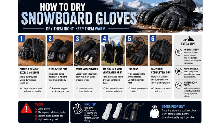 how to dry snowboard gloves